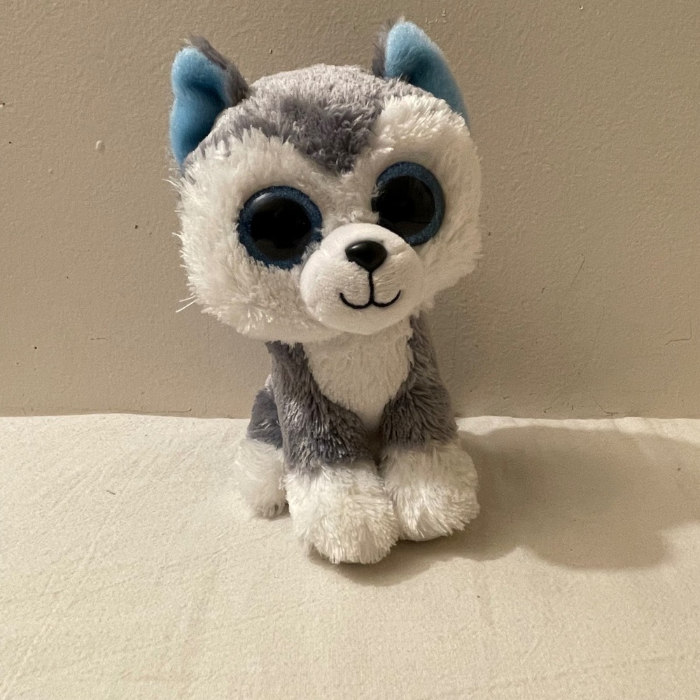 Ty Beanie‎ Boos Slush Husky Dog Plush Stuffed Animal Blue Eyes 6 inch